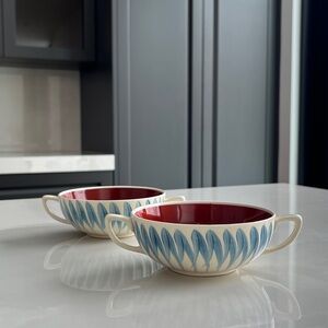 CLEARANCE 1960’s Susie Cooper Tulip Pompadour Burslem England Soup Bowls Set 2.